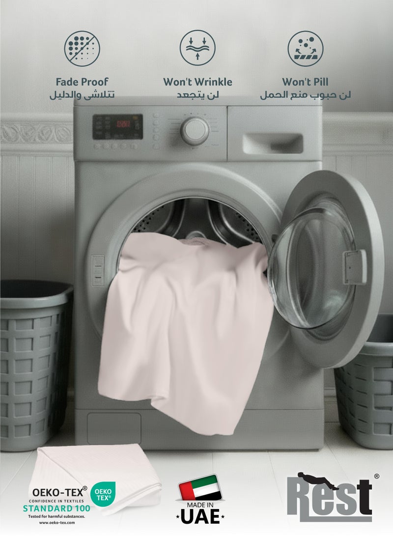 REST Fitted Bedsheet 160x200+30cm Breathable Plush Ivory Fabric with Deep Pockets Machine Washable for Optimal Protection - Image 5